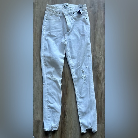 White High Rise Skinny Ankle Curve Love Abercrombie Jeans - Picture 1 of 4
